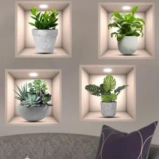 4pcs 3D Plant Decor Stickers